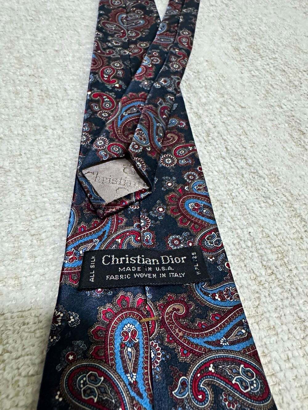 Vintage Christian Dior All Silk Paisley Necktie – Made in USA, Woven in Italy